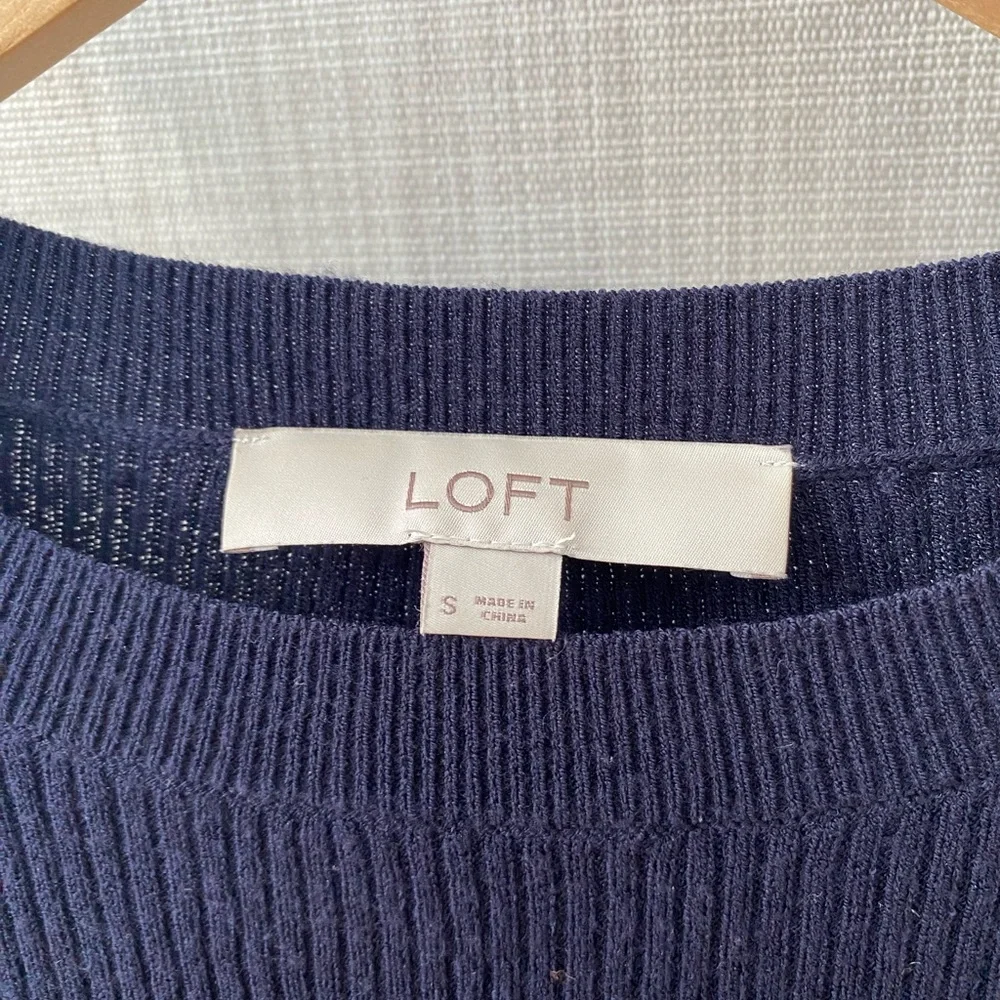 LOFT knit fitted ribbed sweater with gold button accents - Picture 4 of 5